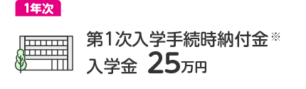 第1次入学手続時納付金（入学金）：25万円